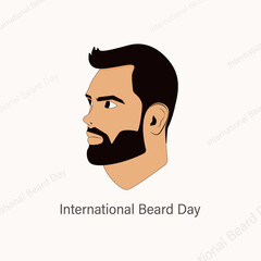 World Beard Day.World Beard day concept design for poster.Mustache Day. September 03.Flat Vector Illustration.Bearded man.Happy World Beard Day.Digital vector illustration of male face.