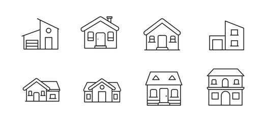 Home icon, Building houses lines