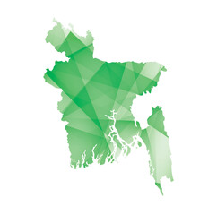 vector illustration of Bangladesh map with green colored geometric shapes