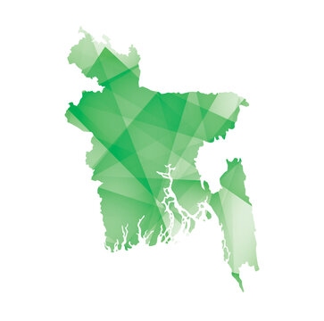 recommend clip art: vector illustration of Bangladesh map with green colored geometric shapes