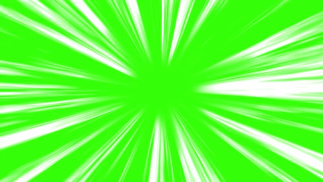 4K Animated Loop Anime Comic Speed Lines. Anime motion background. Fast Speed line green screen From Middle to the outside