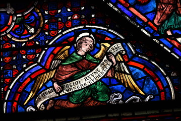 glas in lood op de zuidgevel van de kathedraal van Chartres (Frankrijk)