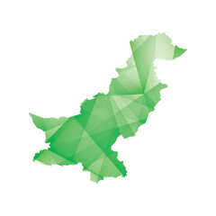 vector illustration of Pakistan map with green colored  geometric shapes