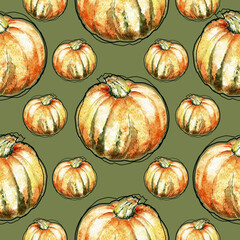 seamless pattern of pumpkins