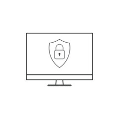 Web security line icons. Website security shield protection icon symbol