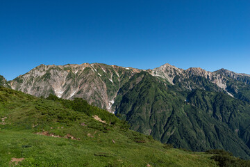 白馬三山を見ながら登る八方尾根