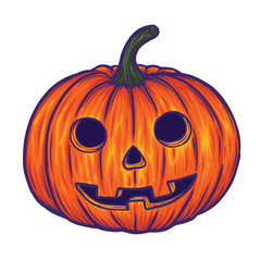 Halloween spooky pumpkin vector illustration for sticker, emoticon,  label, printing