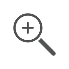 zoom in icons. Magnifying glass zoom in plus sign. Used for SEO or websites