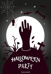 Happy Halloween . Greeting card, invitation card for a party or sale. Autumn Holiday. Flat vector illustration in dark colors