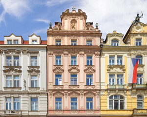 Fototapeta premium Beautiful buildings on Staromestska Square. Prague, Czech Republic.