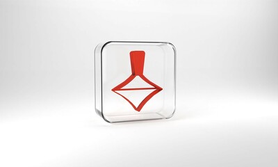 Red Whirligig toy icon isolated on grey background. Glass square button. 3d illustration 3D render