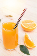  Orange Juice, fresh Orange, Orange Juice with fresh Orange on wood