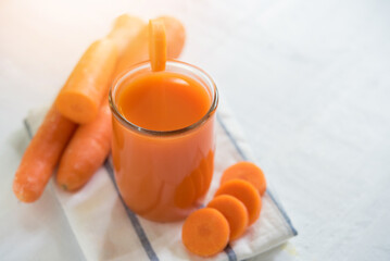 Fresh Carrot juice, carrot healthy drink, high beta carotene and vitamin C, Orange vegetable smoothie