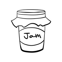 Hand Drawn Mason Jar. Sketch Jar with lid. Vector outline doodle illustration isolated on white