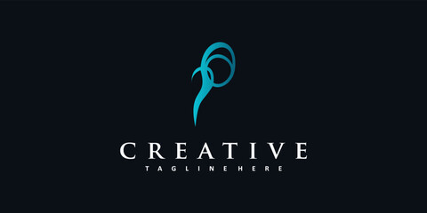 Letter P logo modern unique and simple creative design Premium Vector