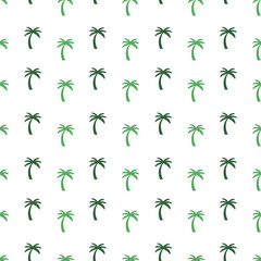 Palm trees, seamless pattern, vector. Pattern with green palms on a white background.