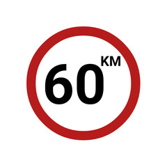 Prohibition Sign Icon Maximum speed limit of 60km/h allowed PNG royalty free