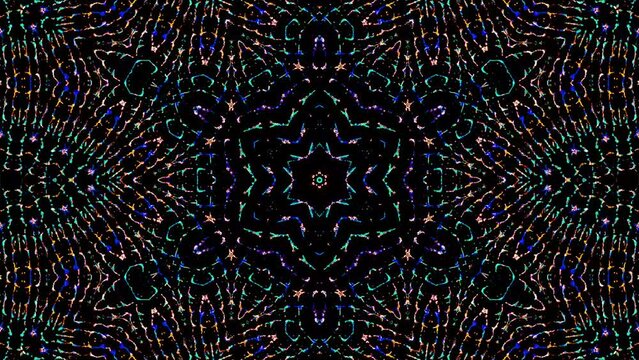 Abstract Kaleidoscope pattern with lines full colors. Magic mandala. 4k