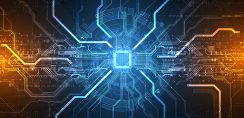 Abstract background on technological and scientific topics. CPU concept. Vector format.