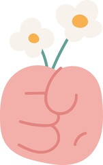 Cartoon hand with flower illustration.