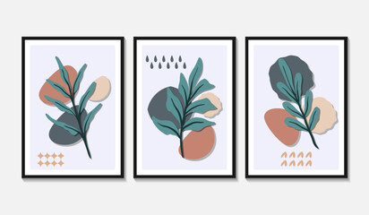 Collection of contemporary art posters botanical wall art abstract leaves foliage organic