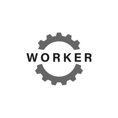 simple worker logo design, minimal mechanic worker icon logo design vector template, engineering worker icon logo business design vector, worker of industrial icon logo design isolated on white back