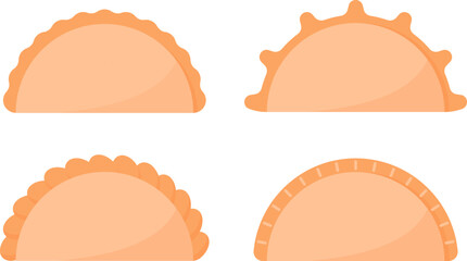 vectorial illustration of a set of patty pie argentina empanadas, argentine empanadas, argentinian empanadas.  - obrazy, fototapety, plakaty