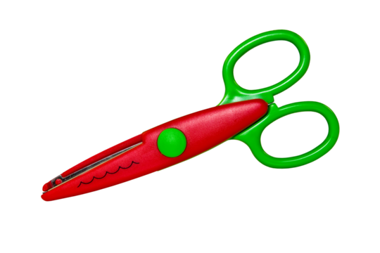 Colored kids scissors isolated on transparent background