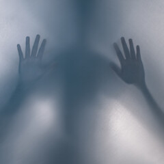 Terrifying blurry ghostly alien. Silhouette of a ghost, monster, creature. The concept of fear,...