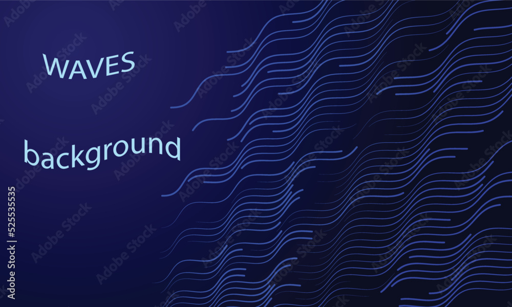 Aufkleber Abstract blue background with waves. Landing web page template.
