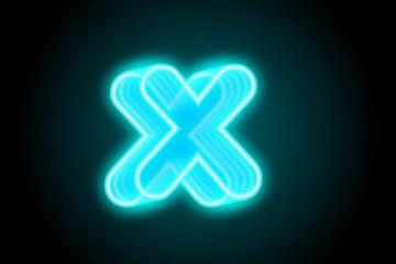 X glowing neon 3d symbol logo sign text 