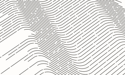 Art line waves background. Black and white design element.