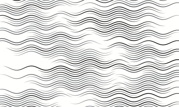 Abstract art geometric background with waving lines. Black and white dynamic design.
