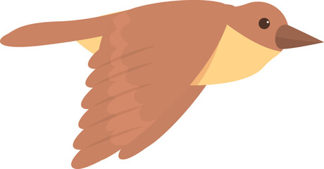 Cute bird fly icon cartoon vector. Tree flight. Happy branch