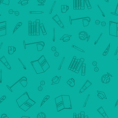 School line seamless pattern. Endless cute vector illustration