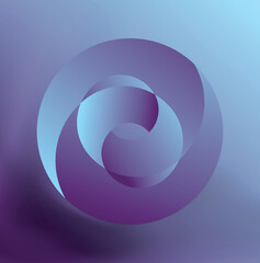 Vector geometric object. Abstract shape with circles. Purple and blue color 3d object
