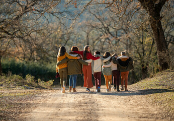 Young children teenagers go ahead in the autumn time.
