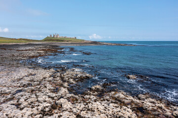 Dunstanburgh Castle from the south elevated view