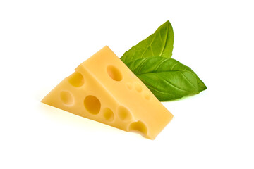 Cheese triangles, isolated on white background.
