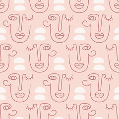 Abstract faces seamless pattern texture