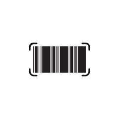 Barcode QR scanner search icon |  black vector |