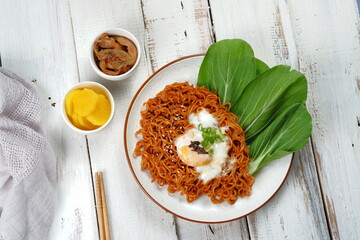 Korean hot spicy  ramen instant noodles, stir fried instant noodle.