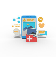 3d illustration of collection image on phone