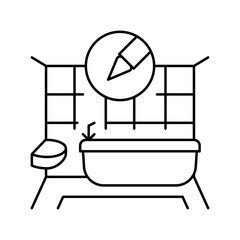 bath interior design home line icon vector illustration