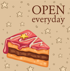 Postcard sweet desserts cake with layer and pink  icing