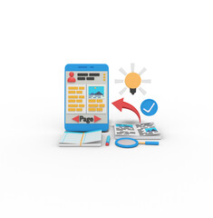 3d Illustration of Online Leaning Course App