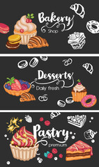 Set  Postcards sweet desserts for bakeries