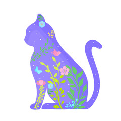 cat animal in folk style patterned design