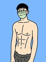 Fototapeta premium cute man cartoon on blue background