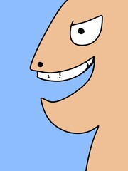 head face cartoon on blue background